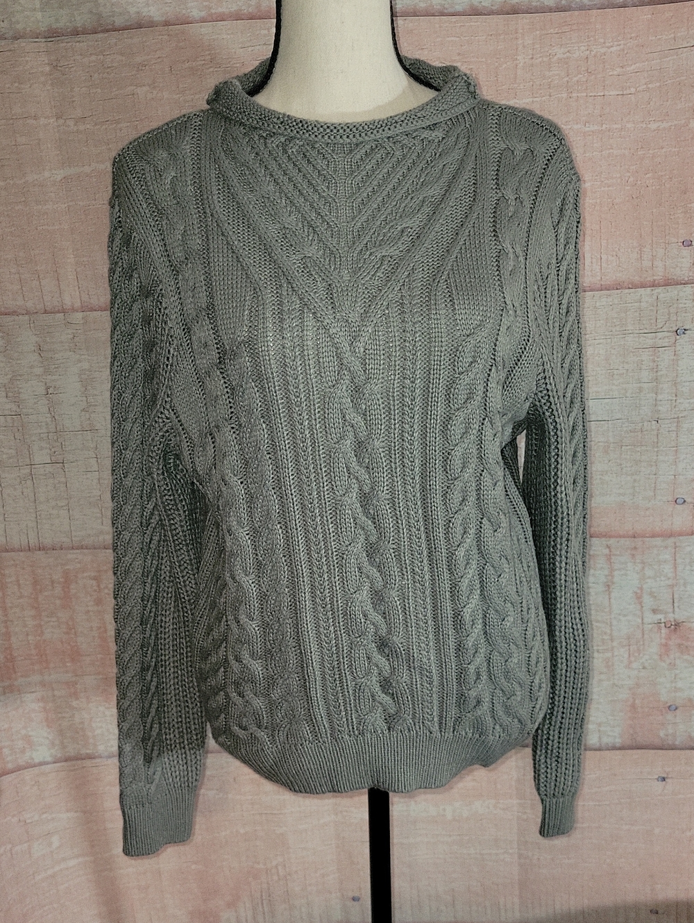 Gray Cable Knit Sweater